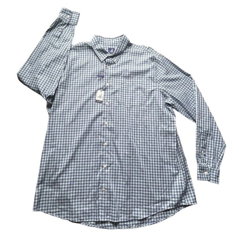 NWT Johnnie-O LS Button Down Shirt Gingham Plaid Blue XXL Men $125